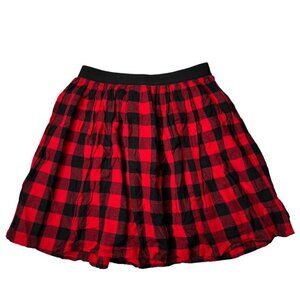 Gap Kids Buffalo Plaid Skirt Girls Red Black Check Pleated Pull On Size XXL